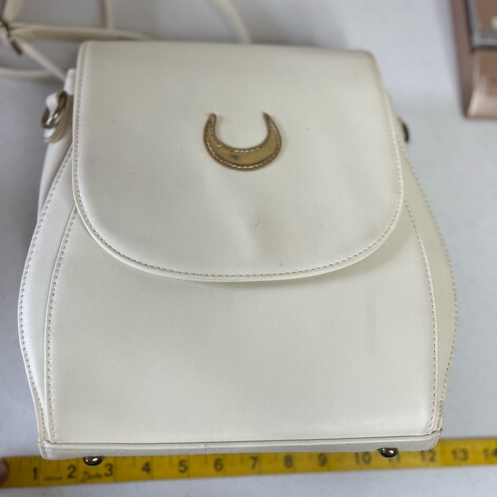 Vintage Sailor Moon luna Cat Ears White Backpack Purse Gold Bronze Hardware - Picture 3 of 13